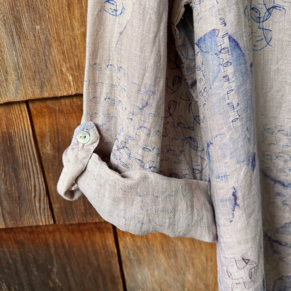 EUC Tianello Xander Print- Linen Voile Avlyne Long Sleeve Blouse in Women's XL - Picture 6 of 9